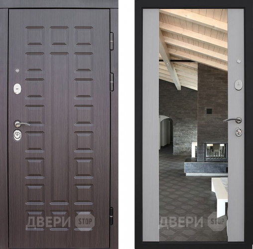 Входная металлическая Дверь S01 2К Зеркало Лиственница белая в Ивантеевке