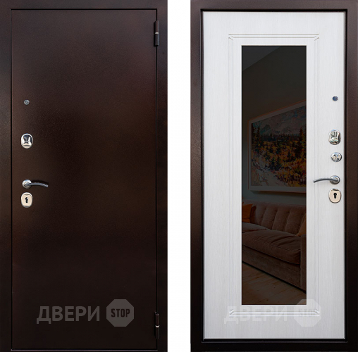 Входная металлическая Дверь Снедо Патриот зеркало Белая Лиственница в Ивантеевке