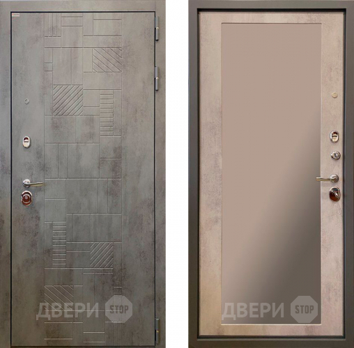 Входная металлическая Дверь Ратибор Тетрис 3К с зеркалом Бетон светлый в Ивантеевке