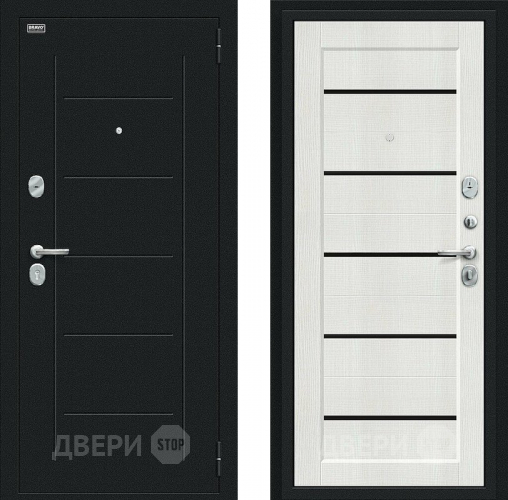 Входная металлическая Дверь Bravo Борн Букле черное/Bianco Veralinga в Ивантеевке