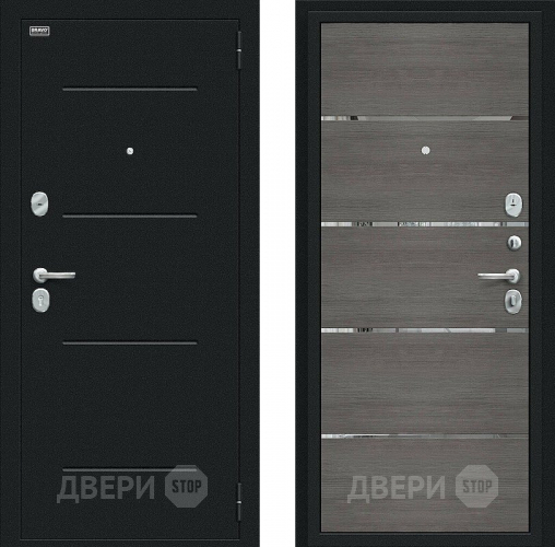 Входная металлическая Дверь Bravo Лайн Букле черное/Grey Veralinga в Ивантеевке