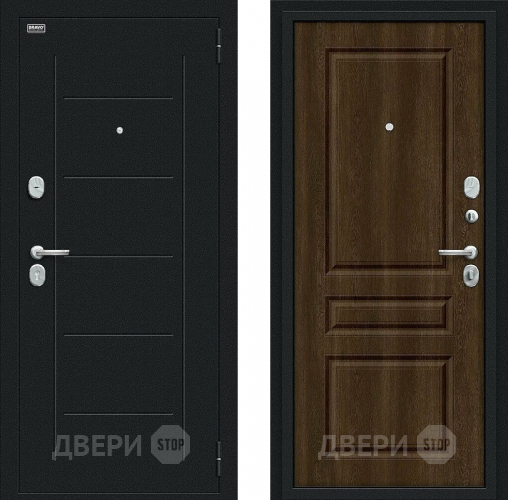 Входная металлическая Дверь Bravo Пик Букле черное/Dark Barnwood в Ивантеевке