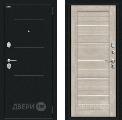 Входная металлическая Дверь Bravo Техно Kale Букле черное/Cappuccino Veralinga в Ивантеевке