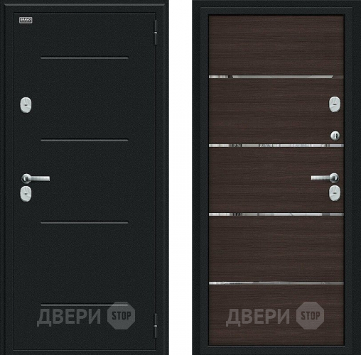 Входная металлическая Дверь Bravo Thermo Лайн Букле черное/Wenge Veralinga в Ивантеевке