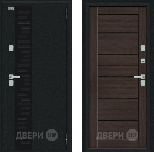 Входная металлическая Дверь Bravo Thermo Техно Декор Букле черное/Wenge Veralinga в Ивантеевке