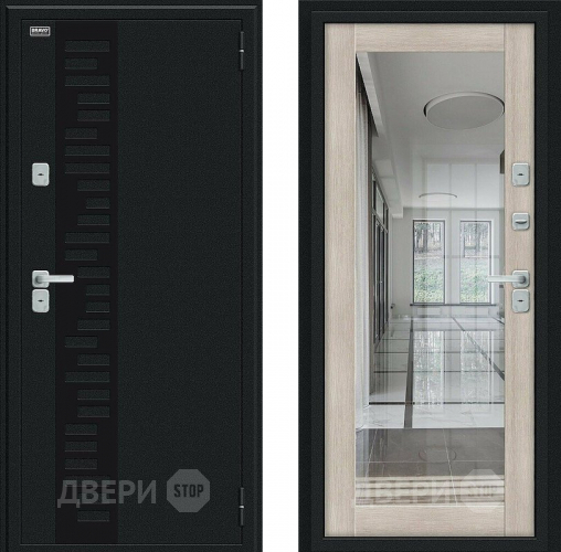 Входная металлическая Дверь Bravo Thermo Флэш Декор Букле черное/Cappuccino Veralinga в Ивантеевке