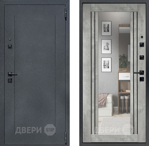 Дверь Престиж Лофт с зеркалом Бетон светлый в Ивантеевке