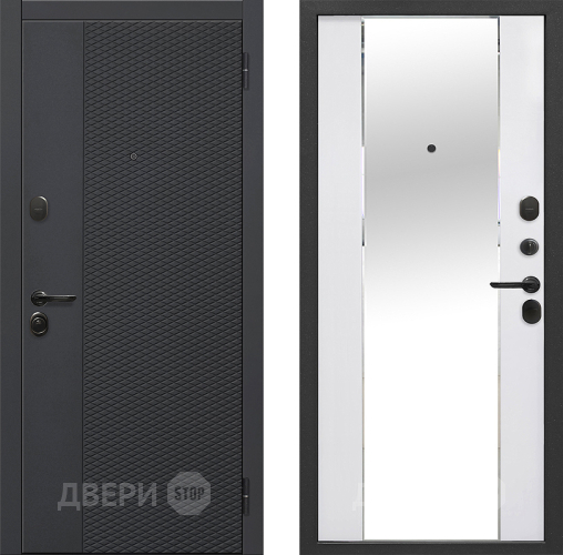 Входная металлическая Дверь Флорида Зеркало Фацет Эммалит Белый в Ивантеевке