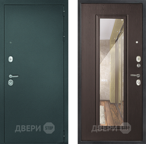 Входная металлическая Дверь Дверной Континент Рубикон Серебро Зеркало Венге в Ивантеевке