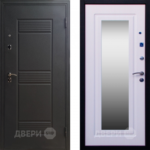 Входная металлическая Дверь СТОП ЗЕРКАЛО Ясень Белый в Ивантеевке