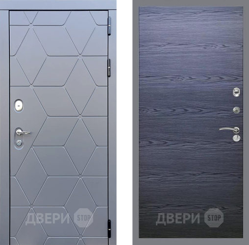 Входная металлическая Дверь Стоп КОСМО Гладкая Дуб тангенальный черный в Ивантеевке