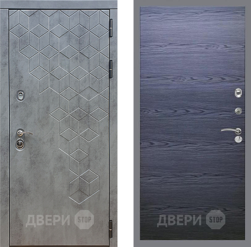 Входная металлическая Дверь Стоп БЕТОН Гладкая Дуб тангенальный черный в Ивантеевке