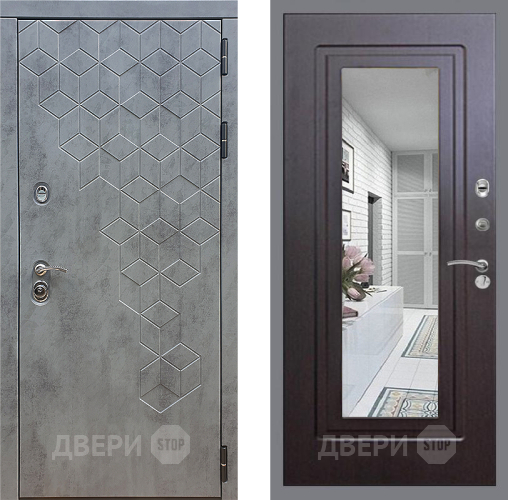 Входная металлическая Дверь Стоп БЕТОН Зеркало ФЛ-120 Венге в Ивантеевке