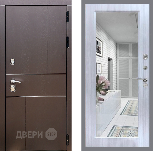 Входная металлическая Дверь Стоп УРБАН Зеркало Сандал белый в Ивантеевке