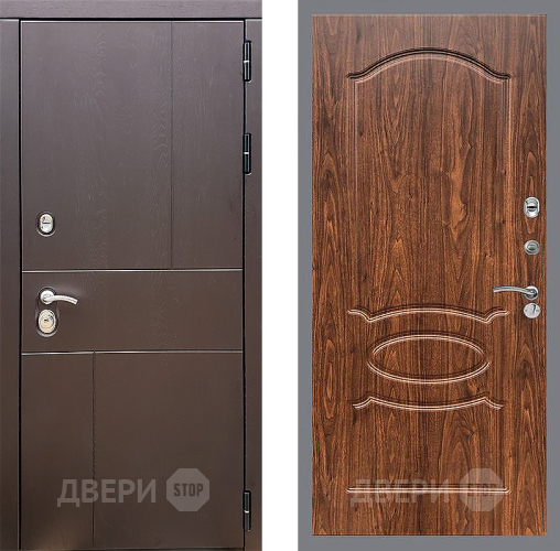 Входная металлическая Дверь Стоп УРБАН ФЛ-128 орех тисненый в Ивантеевке
