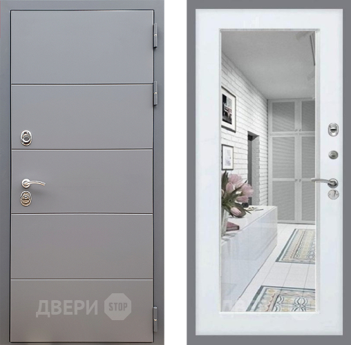 Дверь Стоп АРТ ГРАФИТ Зеркало Белый ясень в Ивантеевке