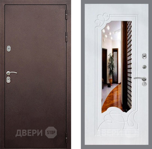 Входная металлическая Дверь Стоп КЛАССИК Медь ЗкркалоФЛ-147 Ясень белый в Ивантеевке