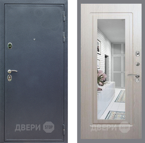 Входная металлическая Дверь Стоп СИЛЬВЕР Зеркало ФЛ-120 Беленый дуб в Ивантеевке