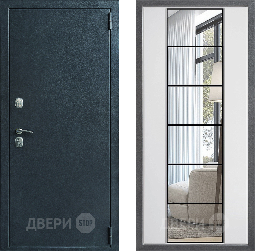 Входная металлическая Дверь Дверной континент ДК-70 Дизайн ФЛЗ-2 Зеркало Белый софт в Ивантеевке