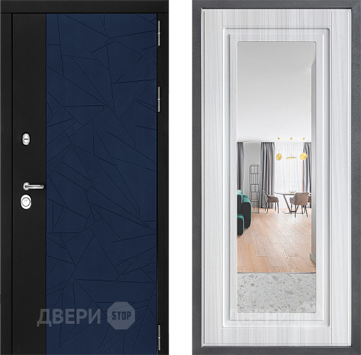 Входная металлическая Дверь Дверной континент ДК-9 ФЛЗ Зеркало Сандал белый в Ивантеевке