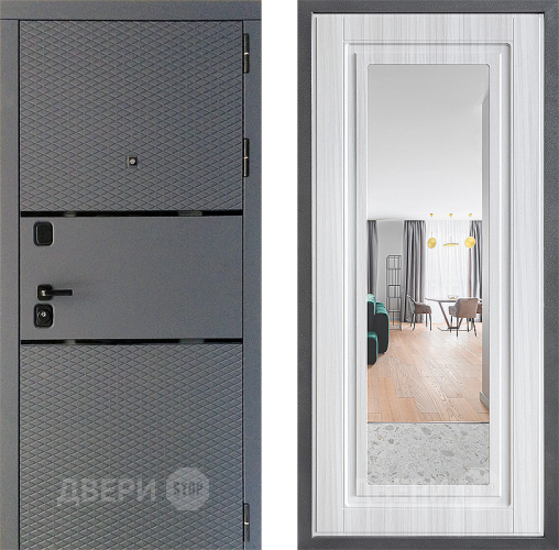 Входная металлическая Дверь Дверной континент Диамант Дизайн ФЛЗ Зеркало Сандал белый в Ивантеевке