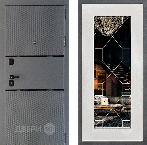 Дверь Дверной континент Диамант Дизайн ФЛ-Тиффани Зеркало Белое дерево в Ивантеевке