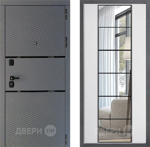 Входная металлическая Дверь Дверной континент Диамант Дизайн ФЛЗ-2 Зеркало Белый софт в Ивантеевке