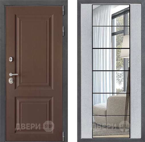 Дверь Дверной континент ДК-3/729 ФЛЗ-2 Зеркало Бетон светлый в Ивантеевке