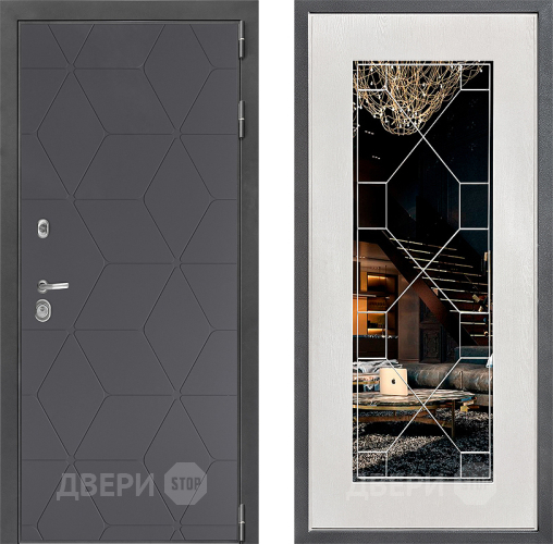 Дверь Дверной континент ДК-3/744 ФЛ-Тиффани Зеркало Белое дерево в Ивантеевке