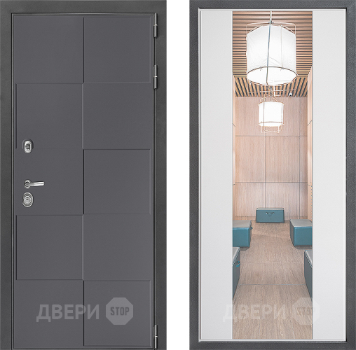 Входная металлическая Дверь Дверной континент ДК-3/606 ФЛЗ-1 Зеркало Белый софт в Ивантеевке