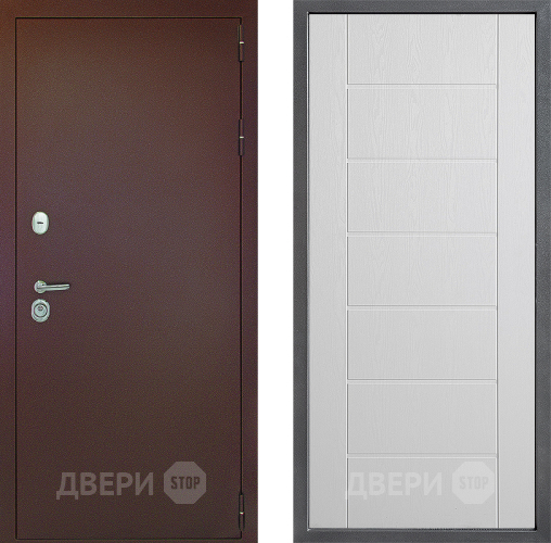 Входная металлическая Дверь Дверной континент Рубикон Медь Дизайн ФЛ-Лайн Белое дерево в Ивантеевке