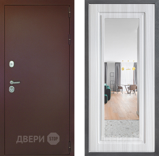 Входная металлическая Дверь Дверной континент Рубикон Медь Дизайн ФЛЗ Зеркало Сандал белый в Ивантеевке