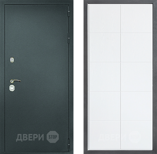 Входная металлическая Дверь Дверной континент Рубикон Серебро Дизайн ФЛ-Кватро Белое дерево в Ивантеевке