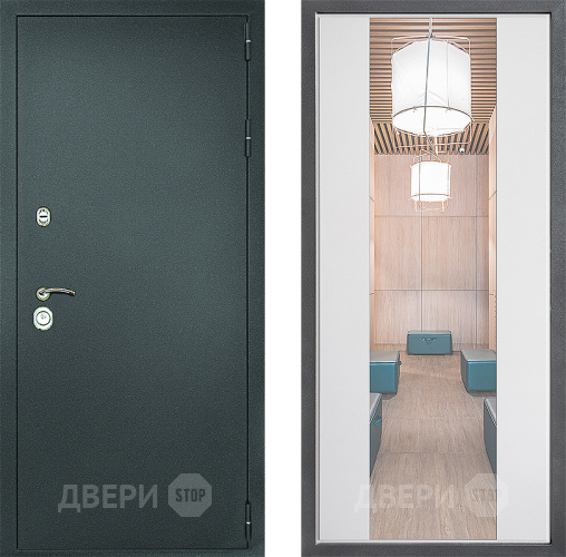 Дверь Дверной континент Рубикон Серебро Дизайн ФЛЗ-1 Зеркало Белый софт в Ивантеевке