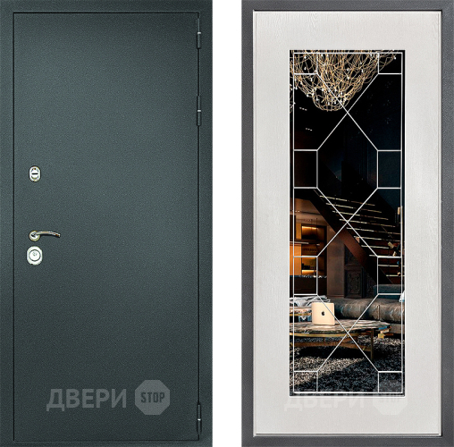 Дверь Дверной континент Рубикон Серебро Дизайн ФЛ-Тиффани Зеркало Белое дерево в Ивантеевке