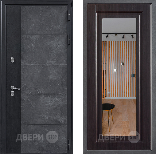 Входная металлическая Дверь Дверной континент ДК-15 Бетон ТЕРМО ФЛЗ Зеркало Венге в Ивантеевке