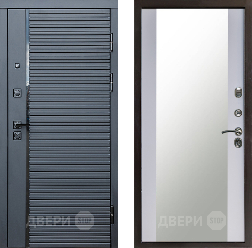 Дверь Престиж Черная Линия Зеркало Белый софт в Ивантеевке