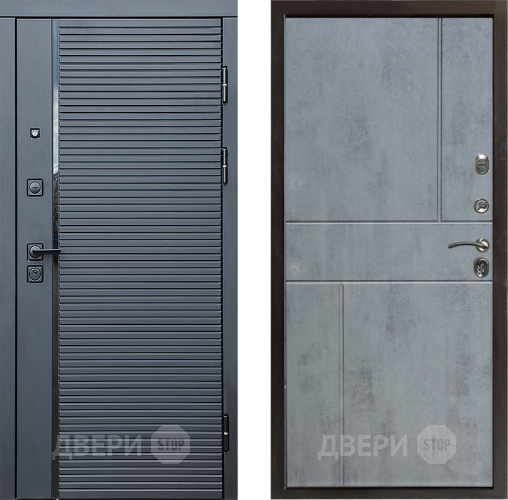 Входная металлическая Дверь Престиж Черная Линия Горизонт Бетон темный в Ивантеевке