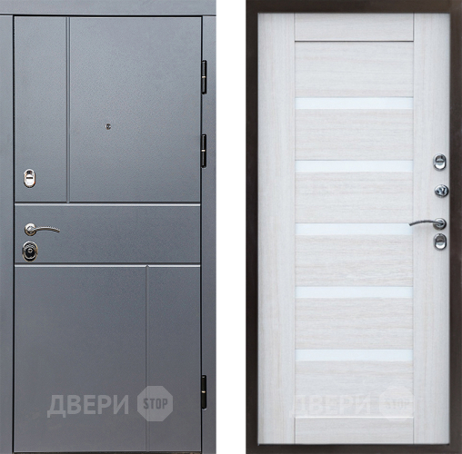 Входная металлическая Дверь Престиж Горизонт Грэй Царга Лиственница белая в Ивантеевке