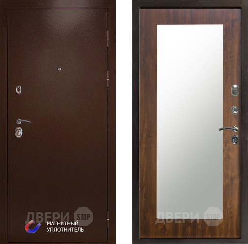 Входная металлическая Дверь Престиж Медь Зеркло Пастораль Дуб в Ивантеевке