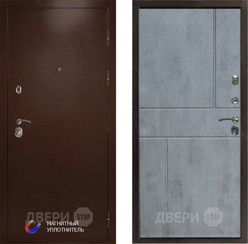 Входная металлическая Дверь Престиж Медь Горизонт Бетон темный в Ивантеевке