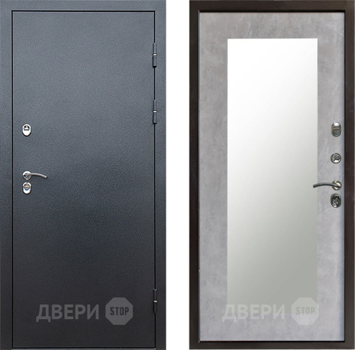 Входная металлическая Дверь Престиж TERMO с терморазрывом Снегирь Серебро Зеркало пастораль Бетон светлый в Ивантеевке