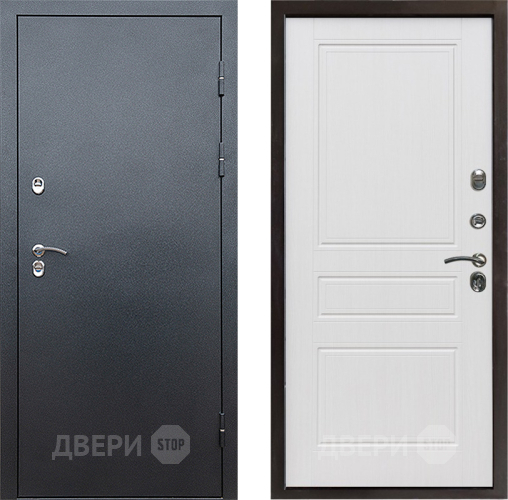 Входная металлическая Дверь Престиж TERMO с терморазрывом Снегирь Серебро Классика Белое дерево в Ивантеевке
