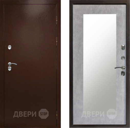 Входная металлическая Дверь Престиж TERMO с терморазрывом Снегирь Медь Зеркало пастораль Бетон светлый в Ивантеевке
