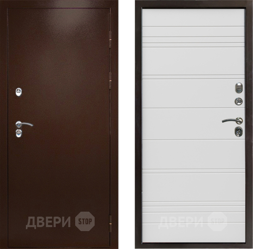 Входная металлическая Дверь Престиж TERMO с терморазрывом Снегирь Медь Line Белый в Ивантеевке