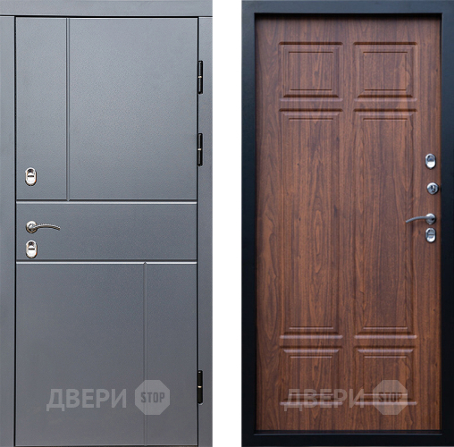 Входная металлическая Дверь Престиж TERMO с терморазрывом Горизонт Грэй Премиум Орех темный в Ивантеевке