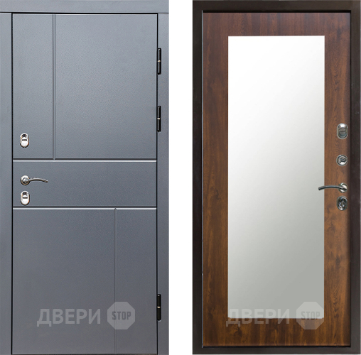 Входная металлическая Дверь Престиж TERMO с терморазрывом Горизонт Грэй Зеркало пастораль Дуб в Ивантеевке