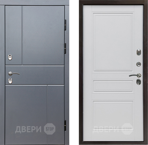 Входная металлическая Дверь Престиж TERMO с терморазрывом Горизонт Грэй Классика Белый матовый в Ивантеевке
