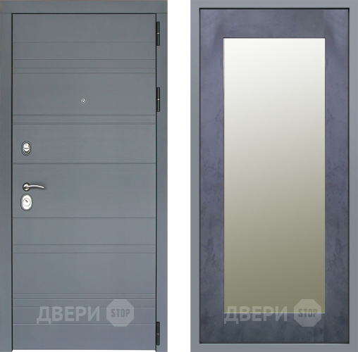 Дверь Заводские двери Лира Софт графит Зеркало Модерн Бетон темный в Ивантеевке