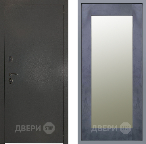 Дверь Заводские двери Эталон 3к антик серебро Зеркало Модерн Бетон темный в Ивантеевке